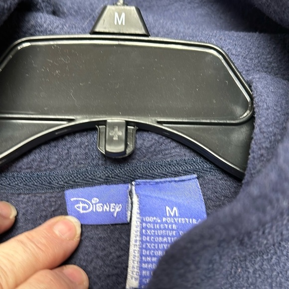DISNEY EEYORE 1/4 Zip Fleece Hoodie Embroidered/Texture Design Navy Blue, M - Picture 2 of 6